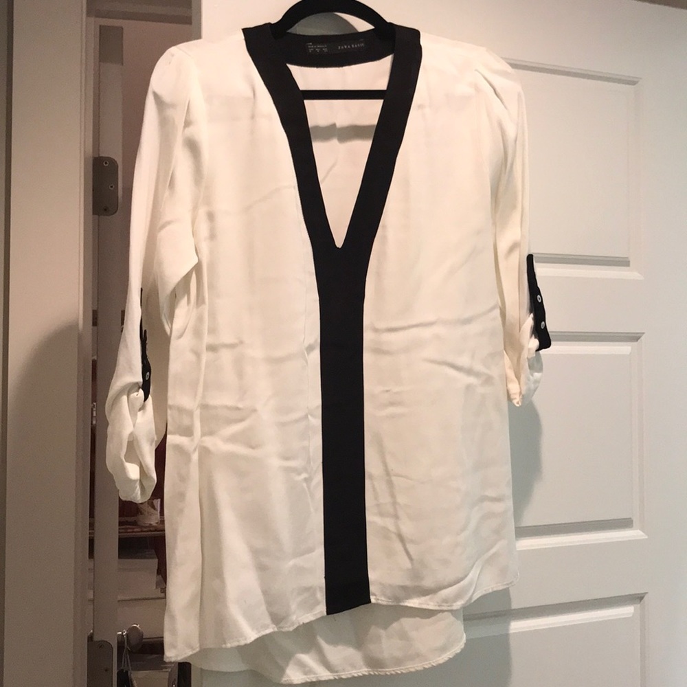 Zara white/black blouse